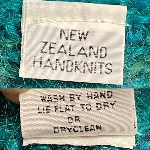 (SOLD) New Zealand Handknits Handmade Wool Mohair V-Neck Cardigan Sweater L - Picture 7 of 7